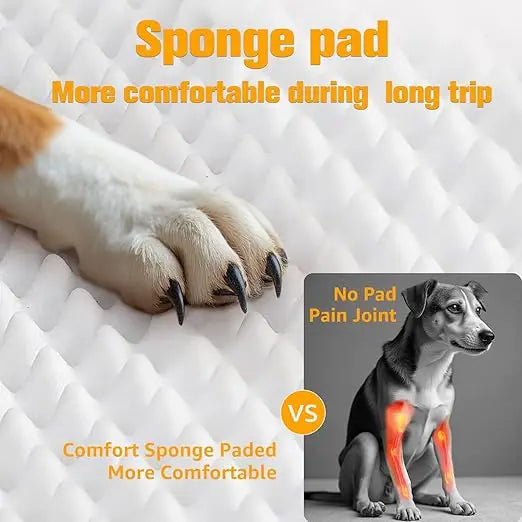 Large Dog Car Seat Back Seat Extender for Dogs with 3 Mesh Windows, Waterproof Medium Carseat for Dogs with 4-Splice Hard Bottom
