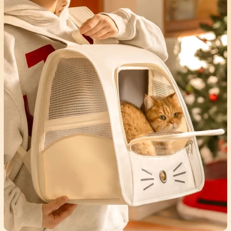 Cat Bag Outing Travel Pet Backpack Cabin Cat Schoolbag Shoulder Cage Multifunctional Bag Car Folding Soothing Anti-scratch