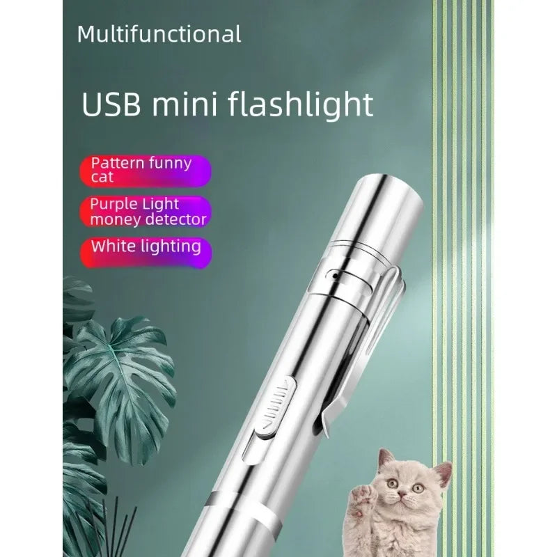Multifunctional Upgraded USB Rechargeable Infrared Cat Toy, Laser Projection Interactive Cat Stick, Pet Toy Supplies