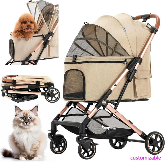 Medium Dog Stroller for Pets Up to 55lbs, Lightweight Aluminum Frame, One Click Folding, Large Cat Stroller