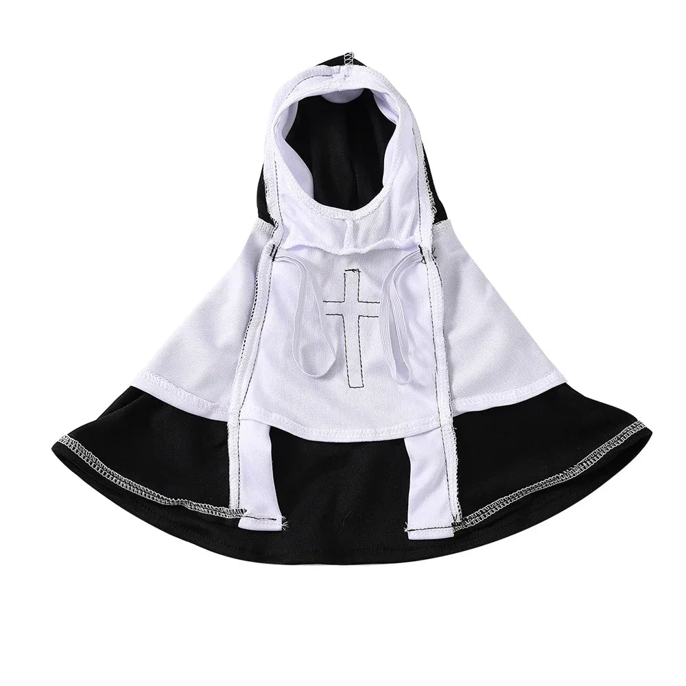 Halloween Cats Nun Costume Jesus Cross Print Kitty Clothes for Small Dogs Funny Cute Dress Up Party Pet Overalls Cat Accessories
