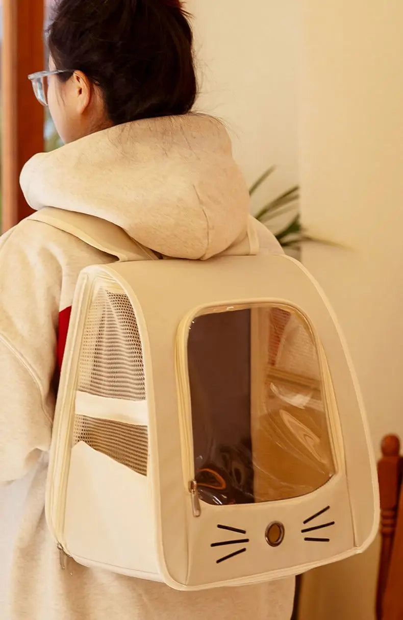 Cat Bag Outing Travel Pet Backpack Cabin Cat Schoolbag Shoulder Cage Multifunctional Bag Car Folding Soothing Anti-scratch