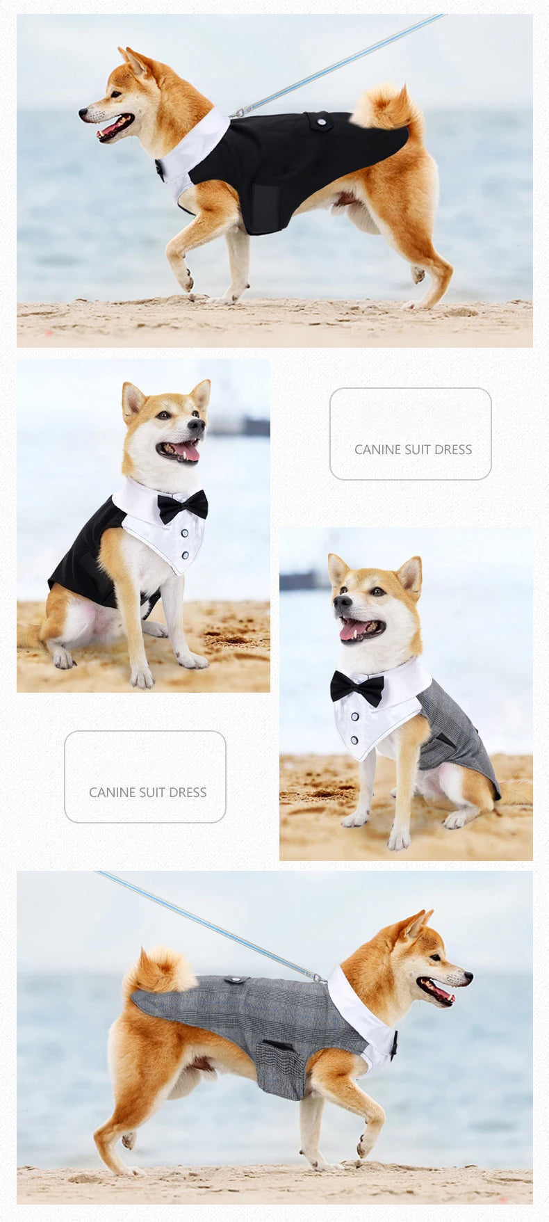 Dog Tuxedo Dog Suit and Bandana Set, Dogs Tuxedo Wedding Party Suit, Dog Prince Wedding Bow Tie Shirt Formal Dog Wedding Attire
