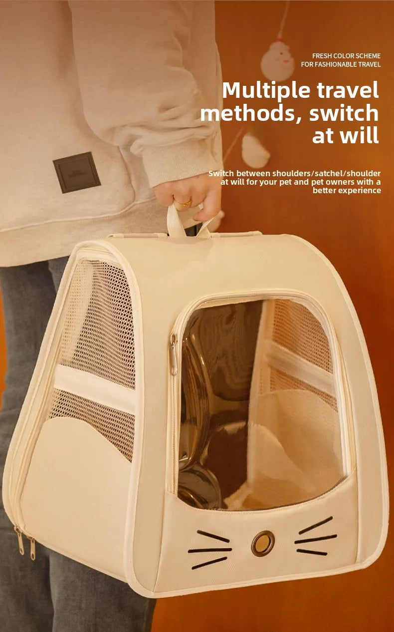 Cat Bag Outing Travel Pet Backpack Cabin Cat Schoolbag Shoulder Cage Multifunctional Bag Car Folding Soothing Anti-scratch