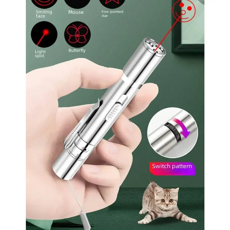 Multifunctional Upgraded USB Rechargeable Infrared Cat Toy, Laser Projection Interactive Cat Stick, Pet Toy Supplies