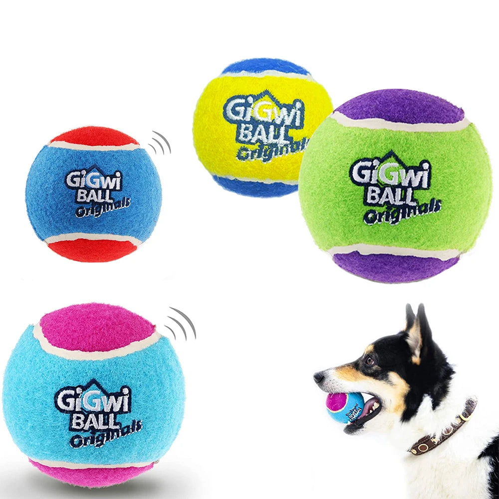 Pet Dog Squeaky Tennis Ball Interactive Dog Toys High Bounce Sound Rubber Ball  for Dogs Training Outdoor Play Ball Puppy Gift