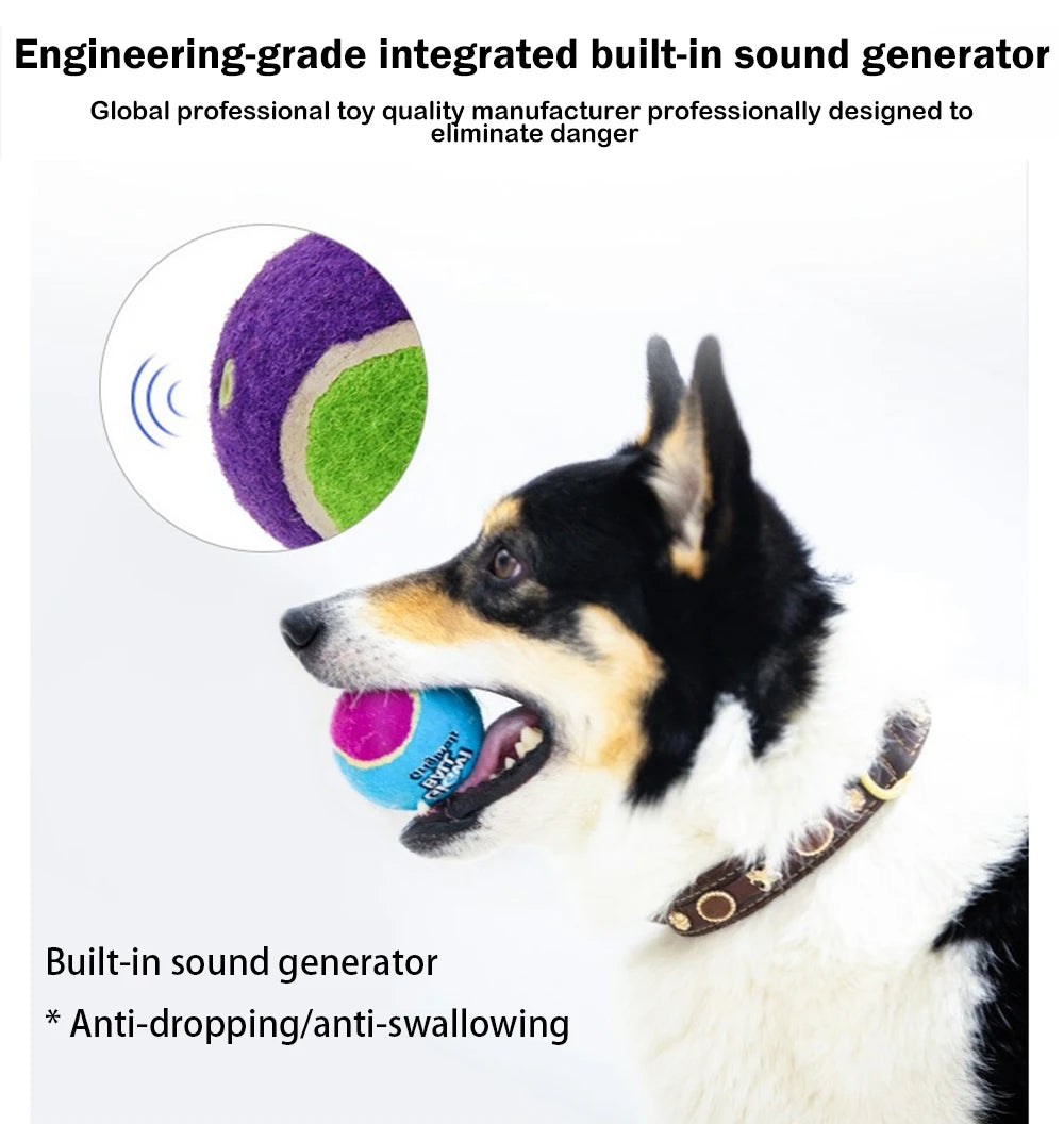 Pet Dog Squeaky Tennis Ball Interactive Dog Toys High Bounce Sound Rubber Ball  for Dogs Training Outdoor Play Ball Puppy Gift