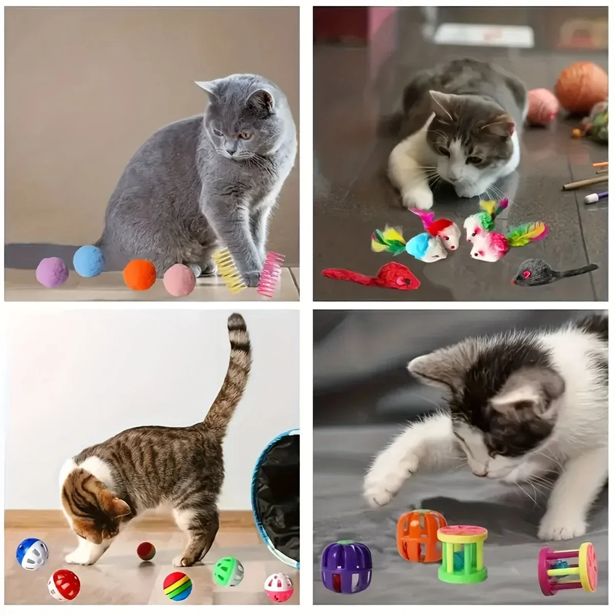 56pcs/28pcs/14pcs Pet Kitten Toys Variety Cat Toy Combination Set Cat Toy Funny Cat Stick Sisal Mouse Bell Ball Cat Supplies
