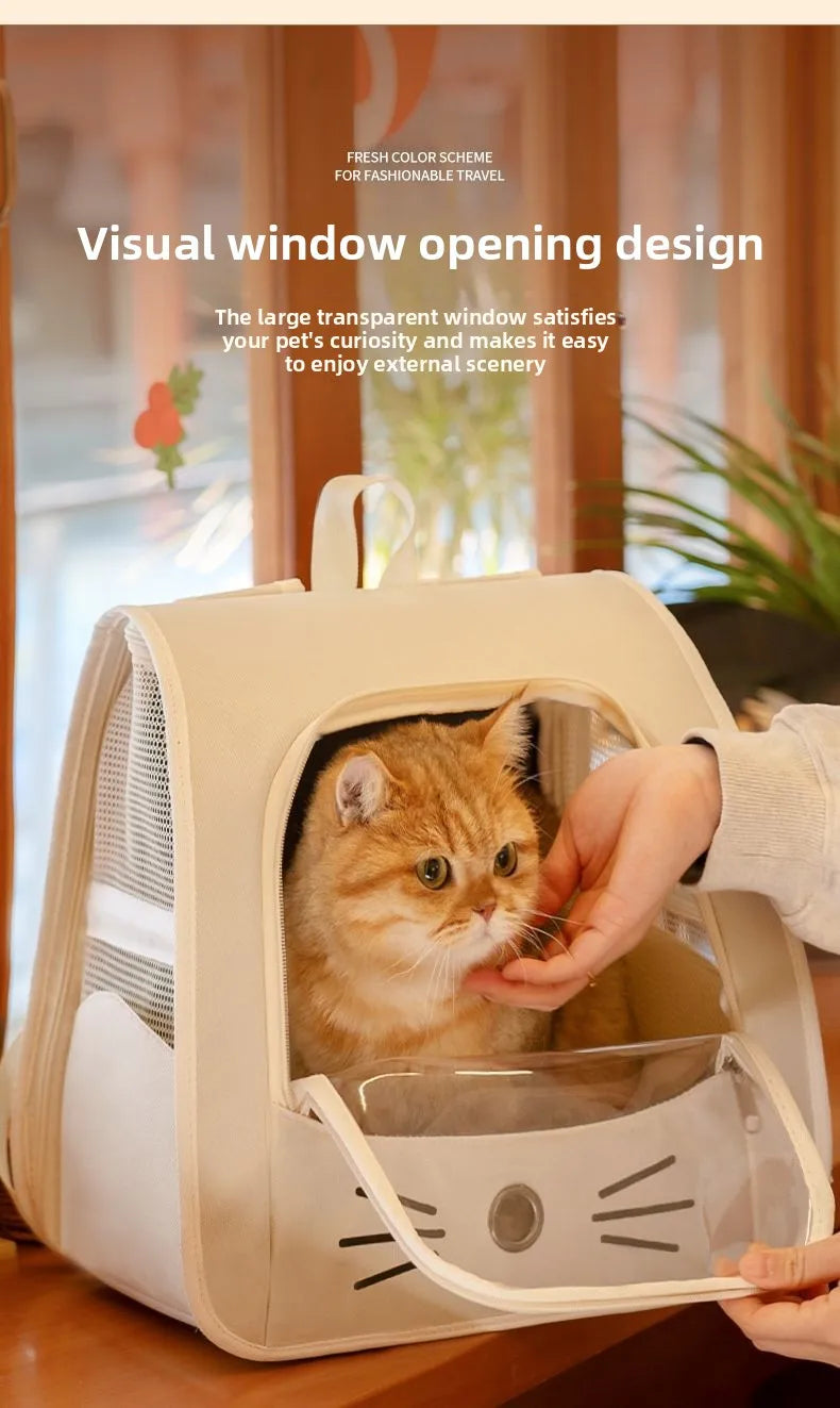 Cat Bag Outing Travel Pet Backpack Cabin Cat Schoolbag Shoulder Cage Multifunctional Bag Car Folding Soothing Anti-scratch
